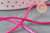Cordon rose fuchsia or, fabrication bijoux, création bijoux,ruban mariage, scrapbooking, largeur 1.5mm, x1 mètre G3760