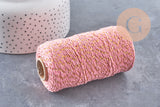 Cordon rose or, création bijoux,ruban mariage, scrapbooking,1-1.55mm, bobine 100 mètres (G2143)
