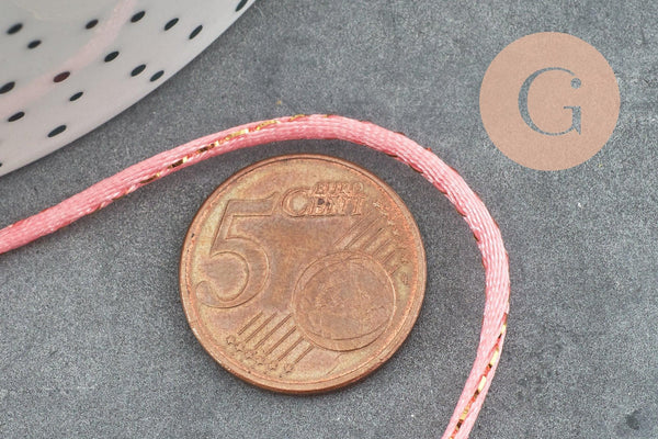 Cordon rose or, fabrication bijoux, création bijoux,ruban mariage,scrapbooking, largeur 1.5mm, x1 mètre G3762