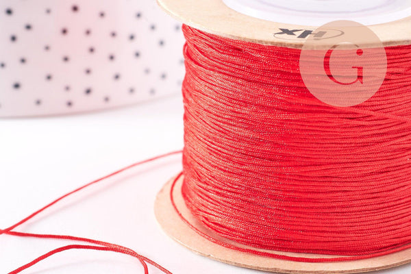Cordon rouge foncé tressé polyester 0.6mm, x1 mètre (G10667)
