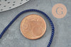 Cordon satiné torsadé bleu marine 2mm, x1 mètre (G4593)