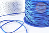 Cordon suédé bleu roi à paillettes imitation cuir 3-4mm, x1 mètre (G0780)