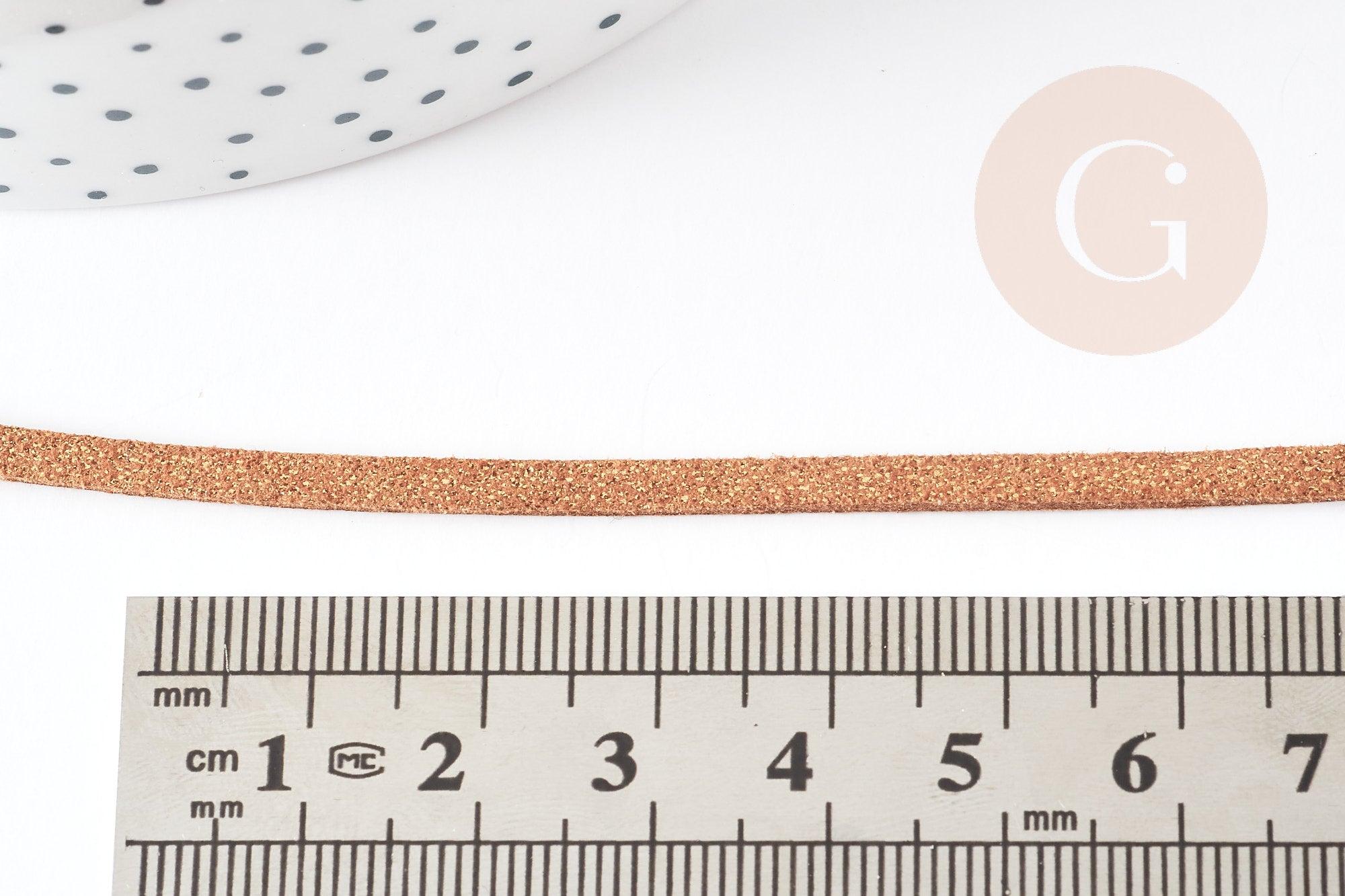 Cordon suédé marron imitation cuir 4mm, x1 mètre (G0090)