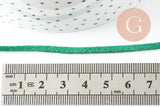 Cordon suédé vert à paillettes imitation cuir4mm, x1 mètre (G1287)
