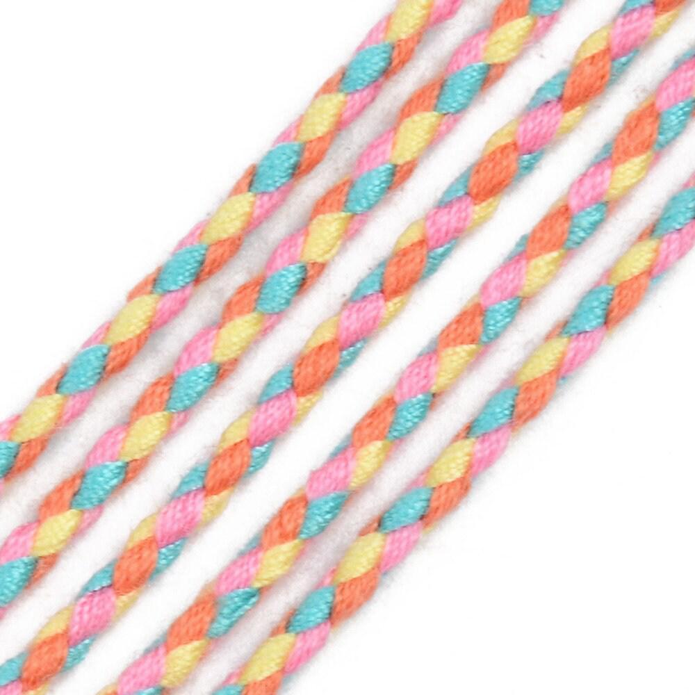 Cordon tressé Orange Jaune Rose bleu 2mm, cordon multicolore scrapbooking, cordon décoration, x1 mètre G5933