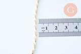 Cordon tressé blanc beige fil doré 1.5mm-2mm, x1 mètre (G6069)