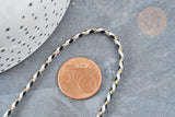 Cordon tressé blanc gris noir or 1.5mm-2mm,cordon multicolore scrapbooking,corde décoration, x1 mètre G8126