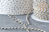Cordon tressé blanc gris noir or 1.5mm-2mm,cordon multicolore scrapbooking,corde décoration, x1 mètre G8126