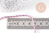 Cordon tressé blanc rose bleu 2mm, cordon pour bijoux,cordon multicolore scrapbooking, x1 mètre,G5938
