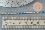 Cordon tressé bleu beige fil doré 2mm, x1 mètre (G5808)
