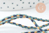 Cordon tressé bleu beige turquoise 2mm, x1 mètre (G10003)