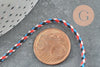 Cordon tressé bleu blanc rouge turquoise 2mm,cordon multicolore scrapbooking,corde décoration, x1 mètre G5859