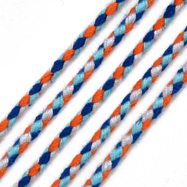 Cordon tressé bleu blanc rouge turquoise 2mm,cordon multicolore scrapbooking,corde décoration, x1 mètre G5859