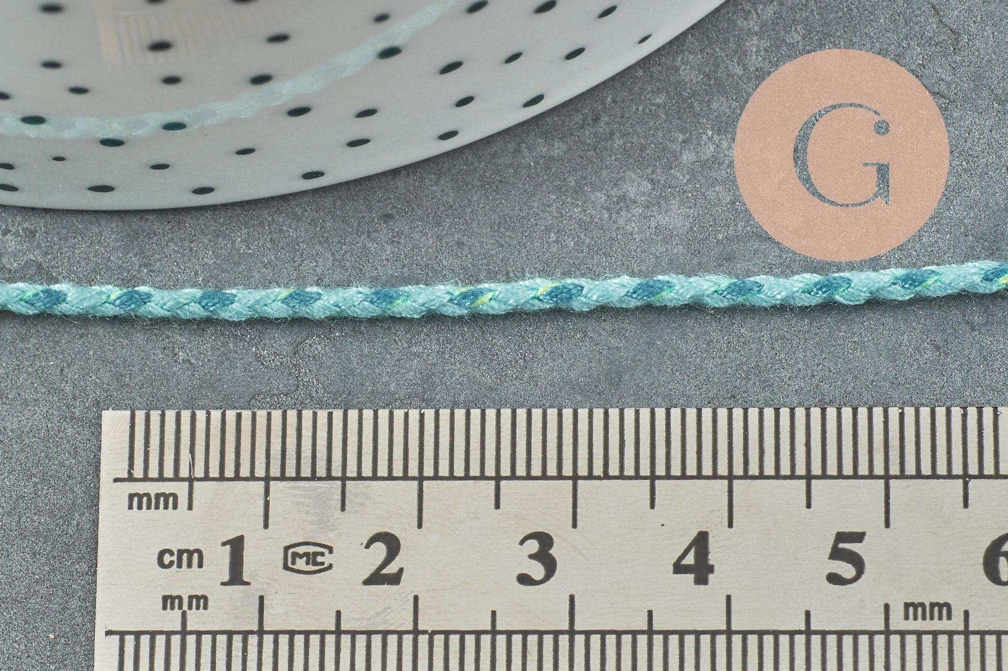 Cordon tressé bleu turquoise 2mm, x1 mètre G5894