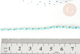 Cordon tressé bleu turquoise fil doré 1.5mm-2mm, x 1Mètre G8005