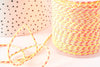 Cordon tressé coton jaune orange rose 2mm, x 1 mètre (G9123)