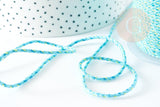 Cordon tressé coton turquoise jaune 2mm, x1 mètre (G9120)