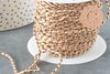 Cordon tressé marron beige fil doré polyester 2mm, x1 mètre (G6210)