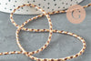 Cordon tressé marron beige fil doré polyester 2mm, x1 mètre (G6210)
