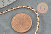Cordon tressé marron beige fil doré polyester 2mm, x1 mètre (G6210)
