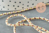 Cordon tressé marron jaune fluo fil doré, cordon pour bijoux,cordon multicolore scrapbooking, x1 mètre (G6211)