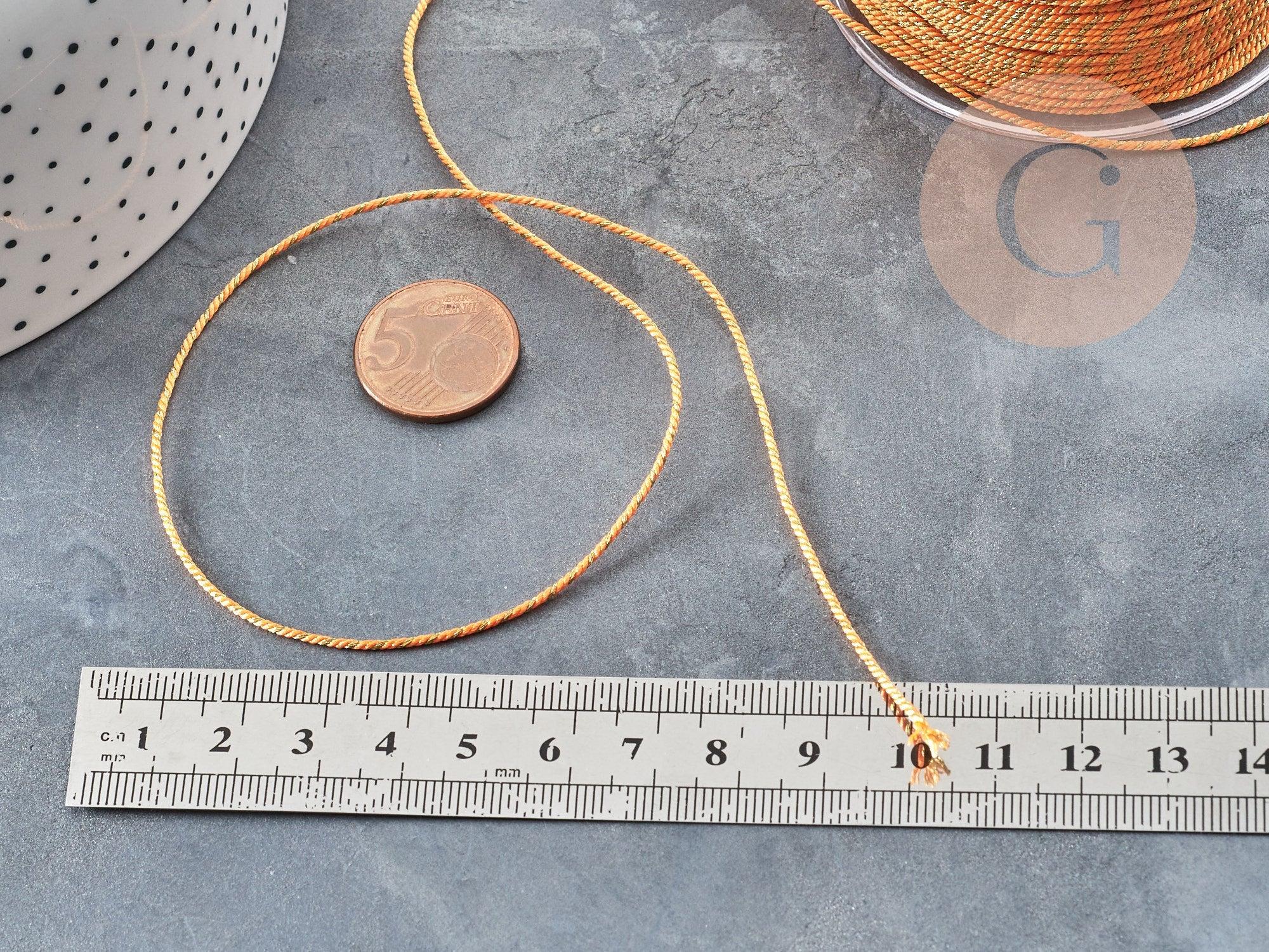 Cordon tressé orange 1.2mm, cordon pour bijoux crapbooking et fabrication bijoux x1 mètre G9198