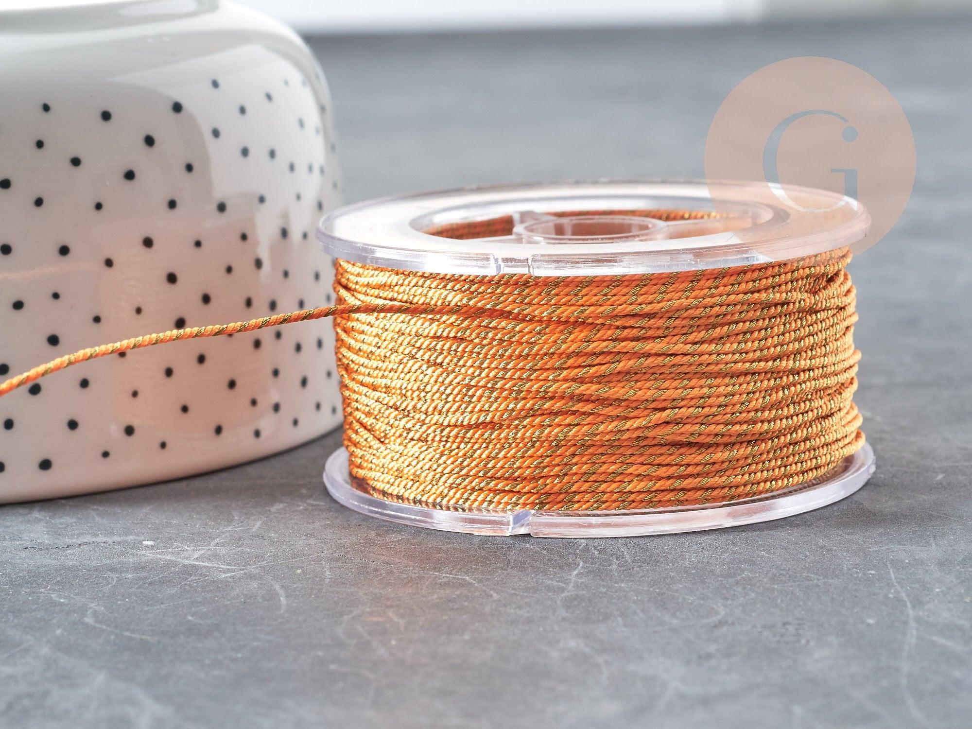 Cordon tressé orange 1.2mm, cordon pour bijoux crapbooking et fabrication bijoux x1 mètre G9198