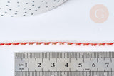 Cordon tressé rouge corail fil doré 1.5mm-2mm,cordon multicolore scrapbooking,corde décoration, x 1Mètre G8127