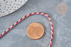 Cordon tressé rouge vert bordeaux or 1.5mm, cordon pour bijoux, scrapbooking,corde décoration, x 1Mètre G5812