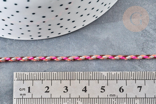 Cordon tressé rouge vert bordeaux or 1.5mm, cordon pour bijoux, scrapbooking,corde décoration, x 1Mètre G5812