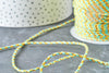 Cordon tressé vert jaune turquoise fil doré 1.5mm-2mm, x 1Mètre (G8125)