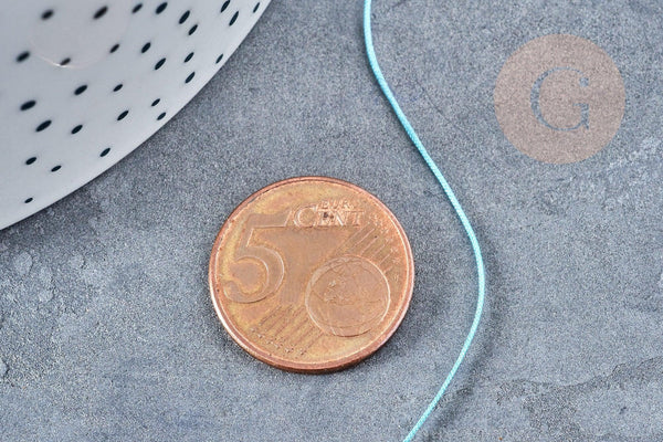 Cordon turquoise tressé polyester 0.4mm, cordon fil de jade pour bijoux, x 1Mètre G8451
