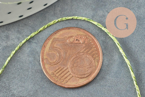 Cordon vert argent, fabrication bijoux,ruban mariage,scrapbooking, largeur 0.8mm, x1 ou x5 ou x10 mètres G3764