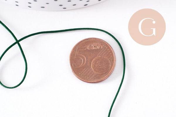 Cordon vert foncé tressé polyester 0.8mm, x1 mètre (G10673)