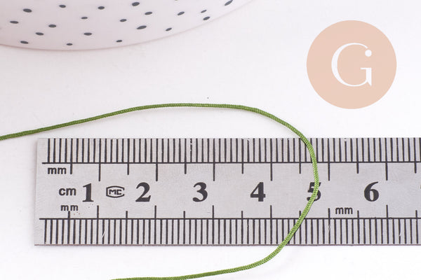 Cordon vert kaki tressé polyester 0.6mm, x1 mètre (G10663)