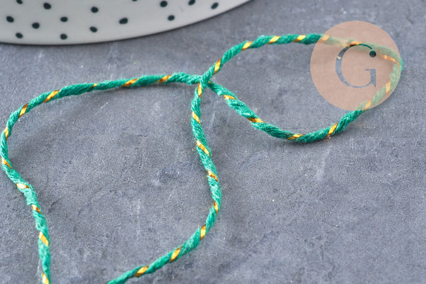 Cordon vert or, fabrication bijoux, création bijoux,ruban mariage,fourniture créative, scrapbooking,1-1.55mm, bobine 100 mètres (G2147)