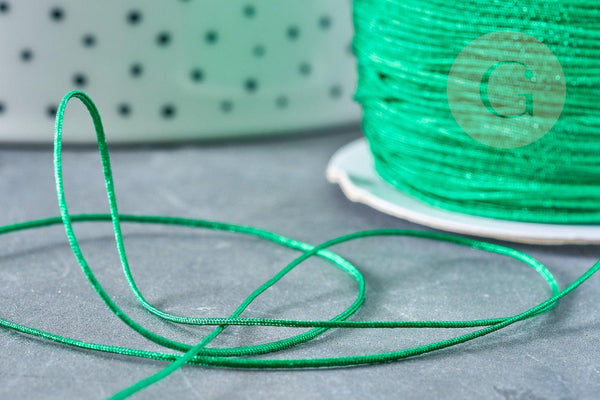 Cordon vert tressé polyester 0.6mm, cordon fil de jade pour bijoux, x1 mètre G8448