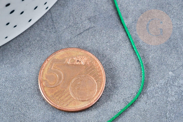 Cordon vert tressé polyester 0.6mm, cordon fil de jade pour bijoux, x1 mètre G8448