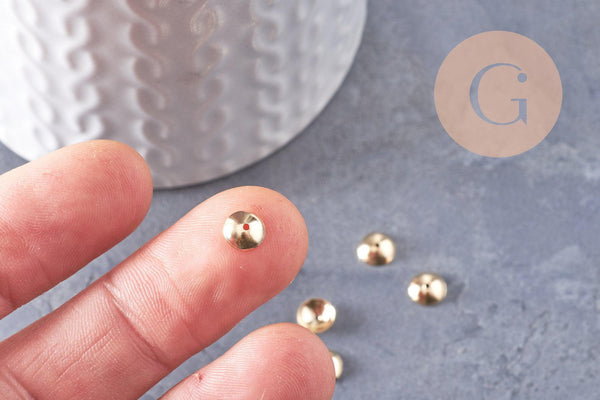 Coupelle perle acier 304 inoxydable doré 6mm, x10 (G4845)