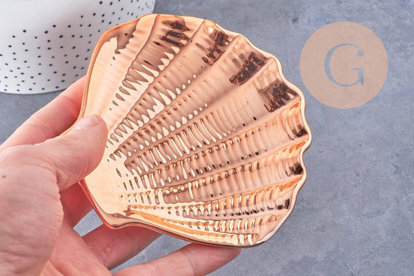 Coupelle présentoir coquillage à bijoux porcelaine blanche ou dorée 100-110mm, x1 (G10329)