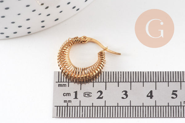 Créole acier doré, bijoux doré, oreille percée,sans nickel, boucles acier,23.5mm, la paire (G3147)