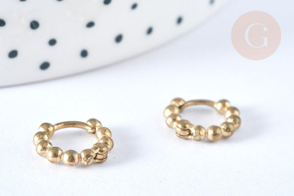 Créole boucles boucle laiton brut 12mm, x2 (G6923)