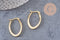 Créole ovale acier doré émail blanc,boucles acier doré inoxydable,30x20mm la paire (G4200)