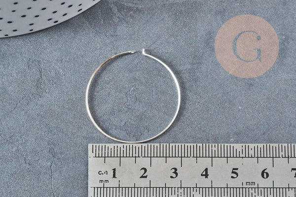 Boucles créoles fine argent massif 925 30mm, x2 (G8783)