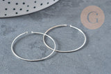 Boucles créoles fine argent massif 925 30mm, x2 (G8783)