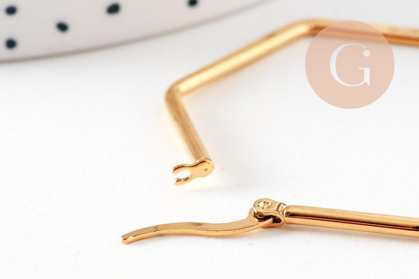 Créoles géométrique acier doré, boucles losange,sans nickel, boucles acier, 32mm la paire (G2297)