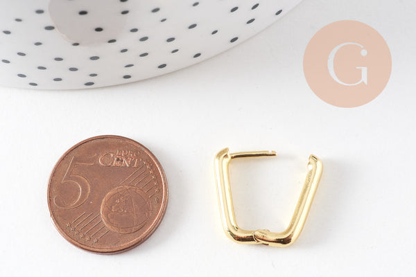 Créoles laiton doré 18k forme U 17.5mm, la paire (G3614)