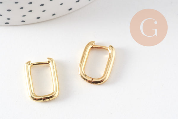 Créoles laiton doré 18k forme U 17.5mm, la paire (G3614)