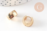 Créoles large acier doré 18k, bijoux doré,17.5mm, la paire (G4260)