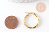 Créoles torsadées acier doré, bijoux doré, oreille percée,sans nickel, boucles acier, 25mm, la paire (G2402)